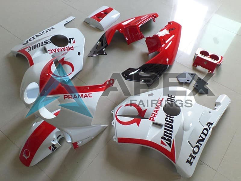 White Red Pramac Bridgestone - Honda CBR250RR MC22 (1990-1996) ABS Fairings | Apex Fairings