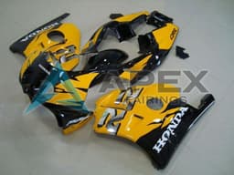 Yellow Glossy Black - Honda CBR250RR MC22 (1990-1996) ABS Fairings — Style FE56 | Apex Fairings — view 1