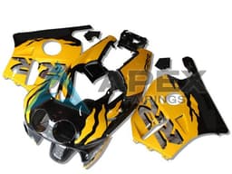 Yellow Glossy Black - Honda CBR250RR MC22 (1990-1996) ABS Fairings — Style FE57 | Apex Fairings — view 1