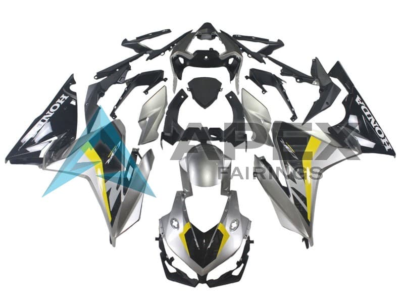 Silver Yellow Glossy Black - Honda CBR500R (2019-2023) ABS Fairings | Apex Fairings