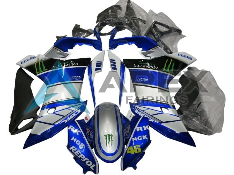 Silver Blue Glossy Black Green Repsol Monster - Honda CBR600F (2011-2013) ABS Fairings | Apex Fairings