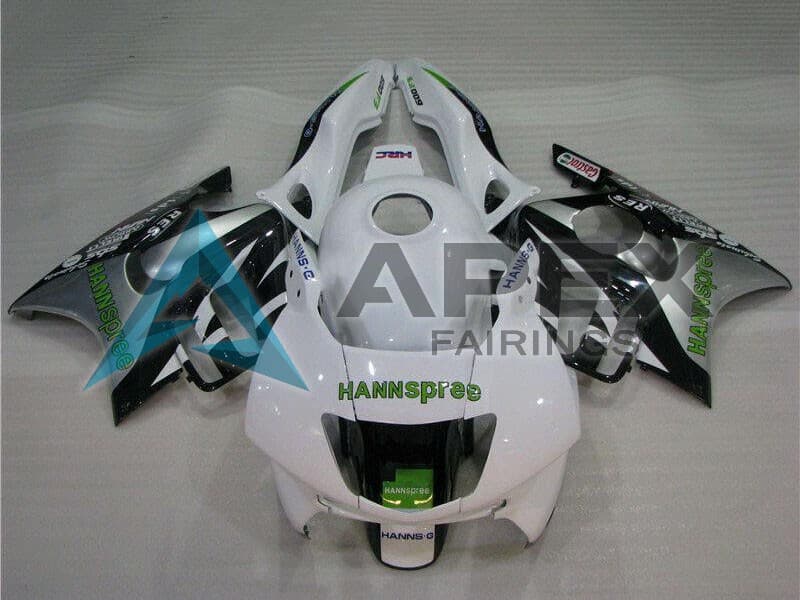 White Silver Green Hannspree - Honda CBR600 F3 (1997-1998) ABS Fairings | Apex Fairings