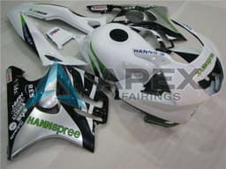 White Silver Green Hannspree - Honda CBR600 F3 (1997-1998) ABS Fairings | Apex Fairings — view 3