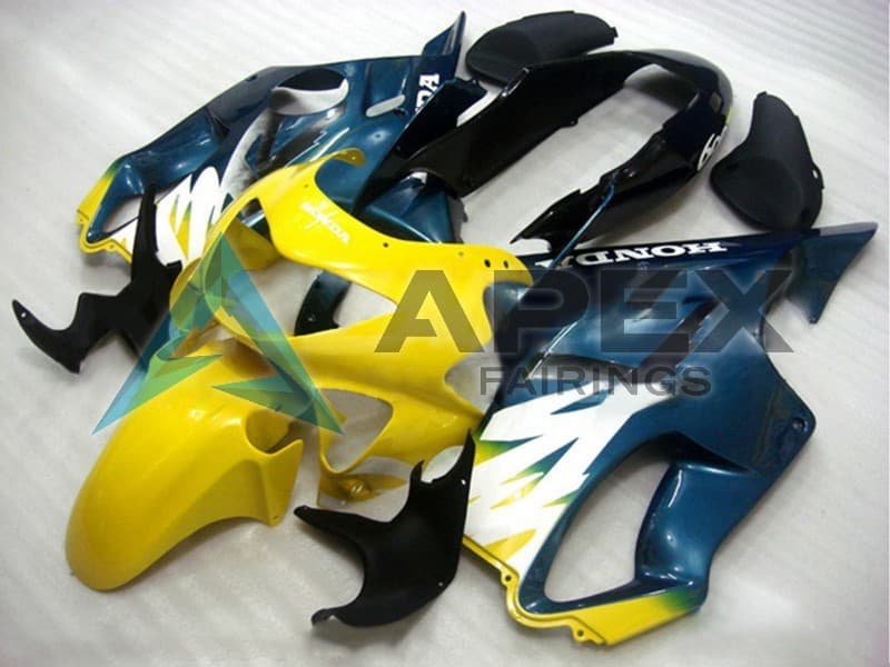Yellow Dark Blue Glossy Black - Honda CBR600 F4 (1999-2000) ABS Fairings | Apex Fairings