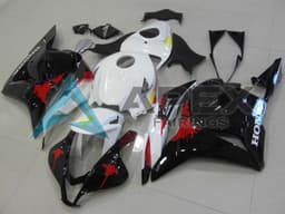 White Red Glossy Black - Honda CBR600RR (2009-2012) ABS Fairings — Style FE204 | Apex Fairings — view 1