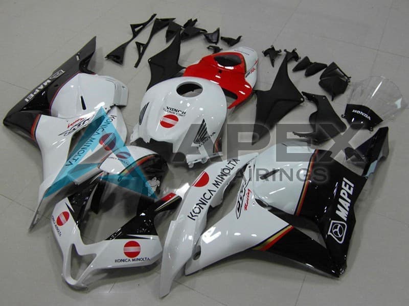 White Red Glossy Black Konica Minolta - Honda CBR600RR (2009-2012) ABS Fairings | Apex Fairings