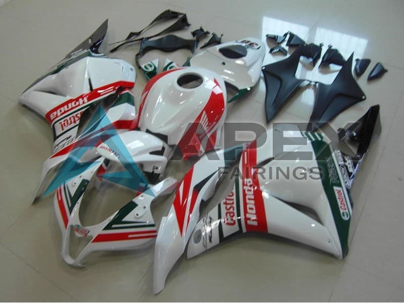 White Red Green Castrol - Honda CBR600RR (2009-2012) ABS Fairings — Style FE210 | Apex Fairings