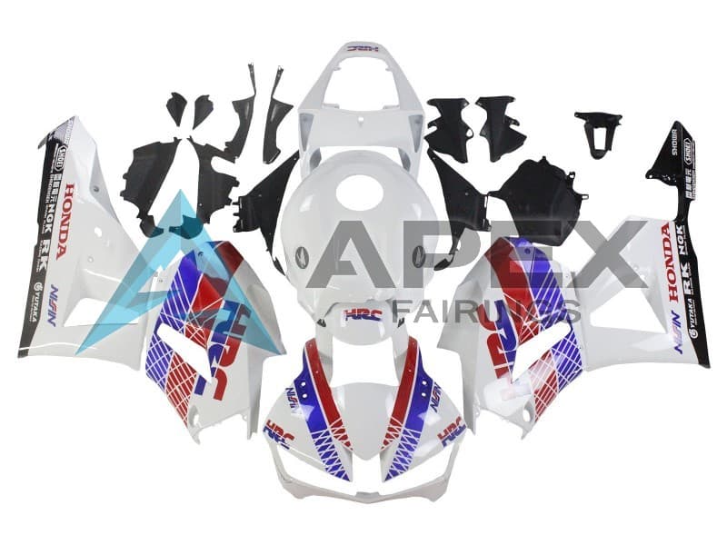 White Red Blue HRC - Honda CBR600RR EURO Spec (2013-2023) ABS Fairings — Style F119 | Apex Fairings