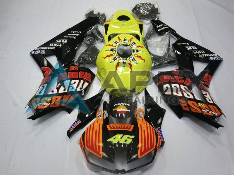 Yellow Orange Glossy Black Rossi 46 - Honda CBR600RR USA Spec (2013-2026) ABS Fairings | Apex Fairings