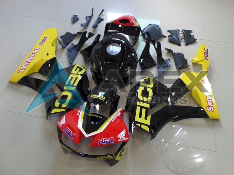Yellow Red Glossy Black Geico - Honda CBR600RR USA Spec (2013-2026) ABS Fairings | Apex Fairings