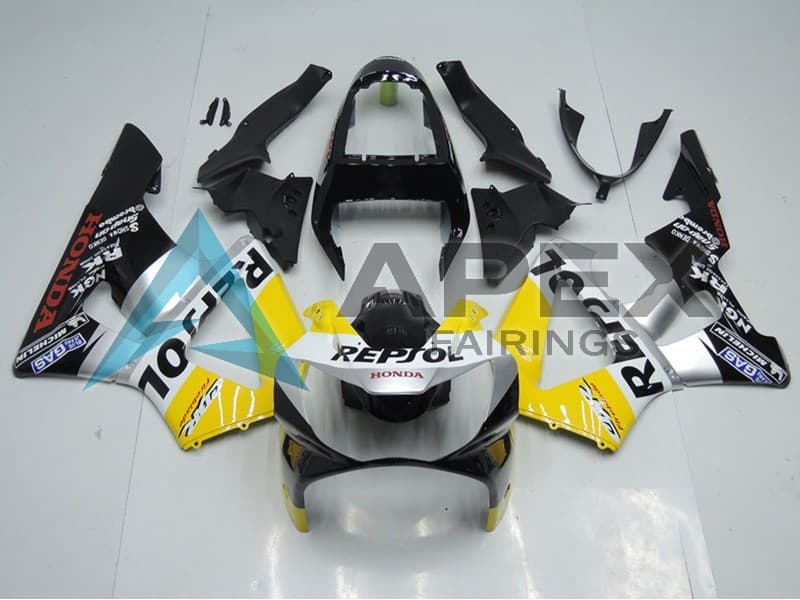Yellow Silver Glossy Black Repsol - Honda CBR900RR CBR929RR SC44 (2000-2001) ABS Fairings — Style FE50 | Apex Fairings