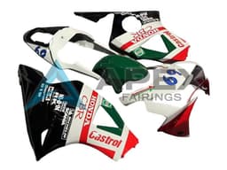 White Red Green Glossy Black Castrol - Honda CBR900RR CBR954RR SC50 (2002-2003) ABS Fairings | Apex Fairings — view 3