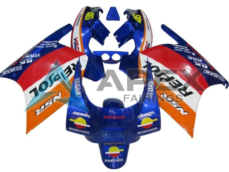 Orange White Red Blue Repsol - Honda NSR250R MC28 (1988-1989) ABS Fairings | Apex Fairings