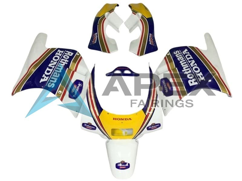 White Yellow Blue Rothmans - Honda NSR250R MC28 (1988-1989) ABS Fairings | Apex Fairings