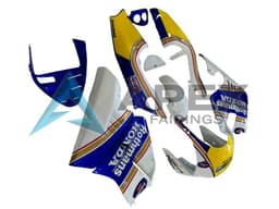 White Blue Yellow Gold Rothmans - Honda NSR250R MC28 (1994-1998) ABS Fairings — Style FE2 | Apex Fairings — view 3
