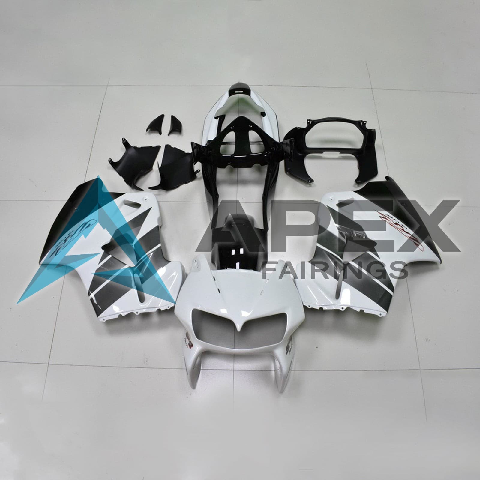 White & Black with Grey Stripe - Honda VFR800 Viffer / Interceptor (1998-2001) ABS Fairings | Apex Fairings