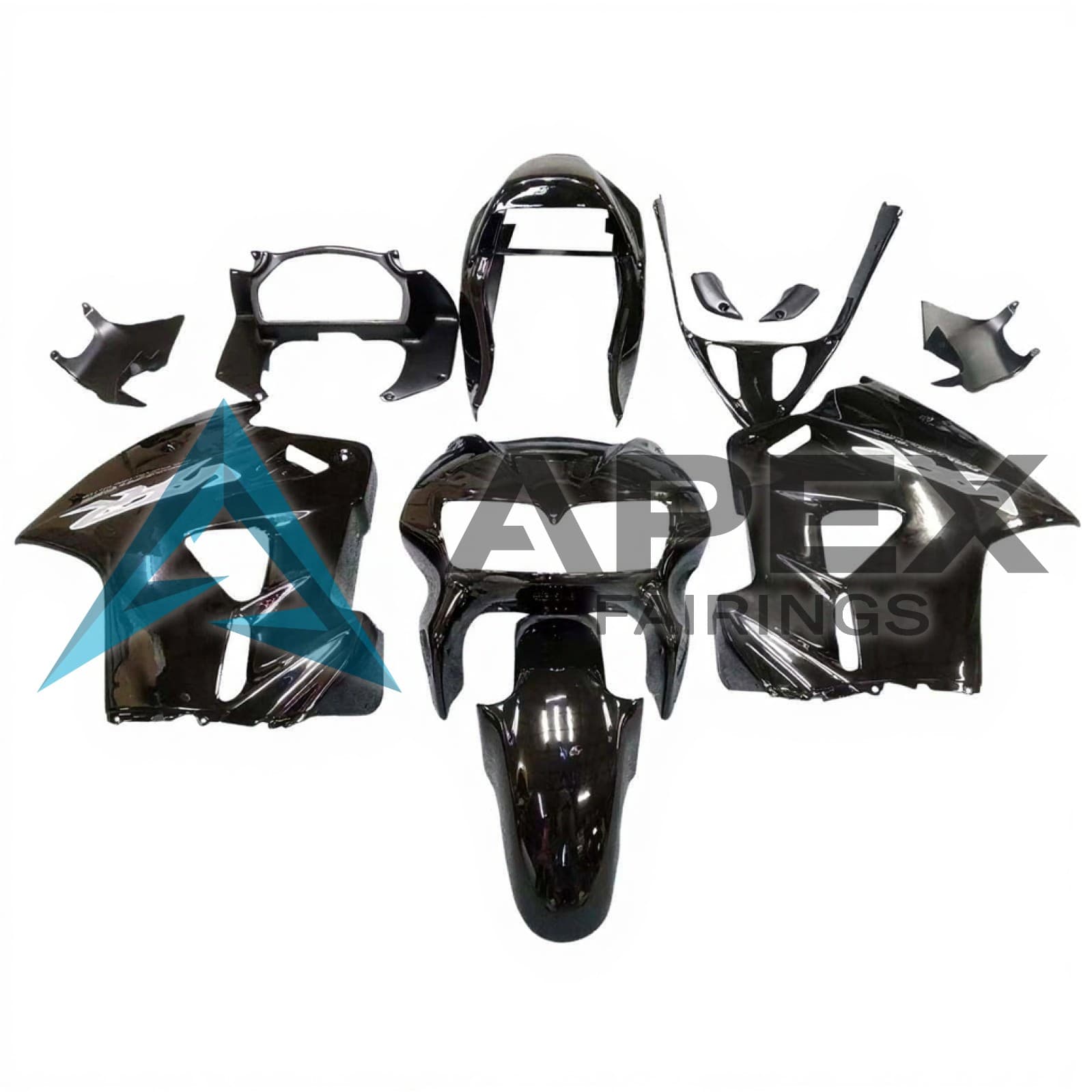 Glossy Black Body with White VFR Logo - Honda VFR800 Viffer / Interceptor (1998-2001) ABS Fairings | Apex Fairings