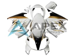 White Gold Flame - Honda VFR800 Interceptor RC46 (2002-2016) ABS Fairings — Style FE67 | Apex Fairings — view 1