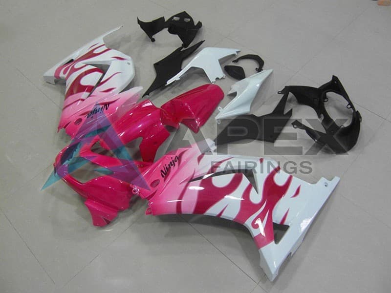 White Pink Flame - Kawasaki Ninja250 / EX250 / ZX-250R (2008-2012) ABS Fairings | Apex Fairings