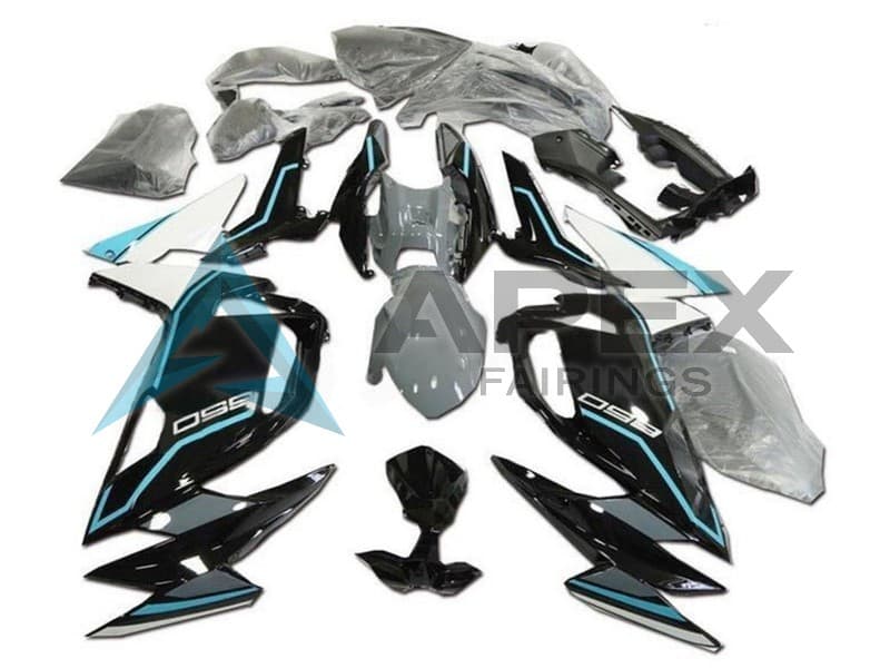 White Blue Glossy Black - Kawasaki Ninja650 / Ninja650R (2020-2026) ABS Fairings | Apex Fairings