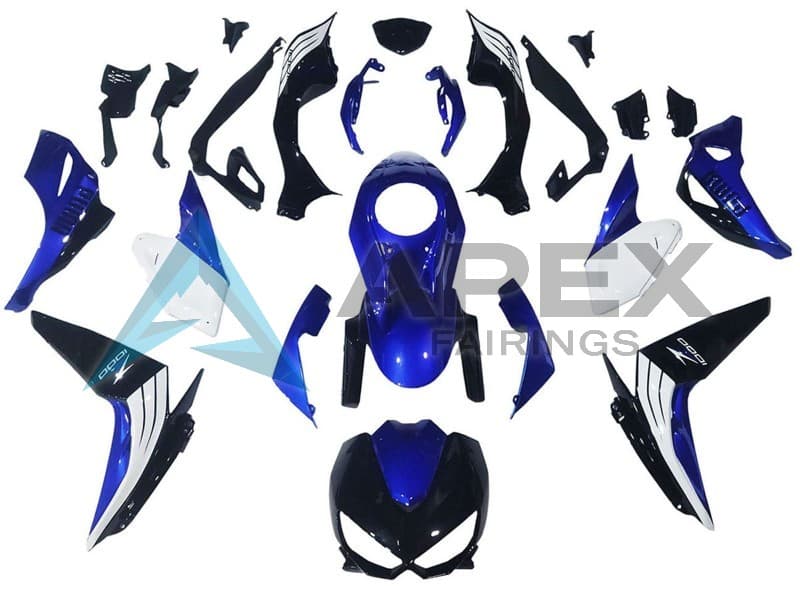 White Blue Black - Kawasaki Z1000 (2014-2016) ABS Fairings | Apex Fairings