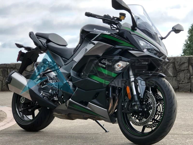 Black with Green Lines - Kawasaki Z1000SX (2020-2026) ABS Fairings | Apex Fairings