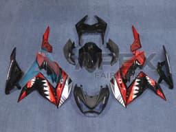 Red White Glossy Black Shark - Kawasaki Z250 / Z300 (2015-2016) ABS Fairings | Apex Fairings — view 1