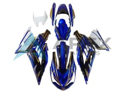White Gold Blue Black Stripe - Kawasaki ZX-14R (2012-2026) ABS Fairings | Apex Fairings — view 1