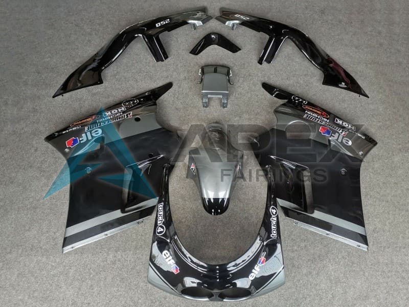 Glossy Black Grey Elf Touch4 Bridgestone - Kawasaki ZXR250 (1989-2007) ABS Fairings | Apex Fairings