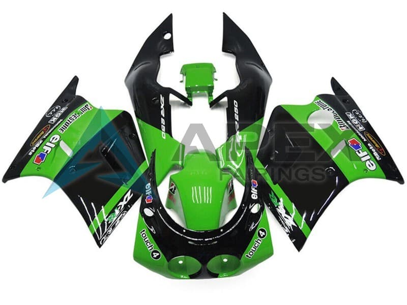Green Glossy Black Elf Touch4 Bridgestone - Kawasaki ZXR250 (1989-2007) ABS Fairings | Apex Fairings