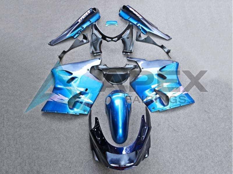 Glossy Blue Grey - Kawasaki ZZR1100 (1993-2003) ABS Fairings | Apex Fairings