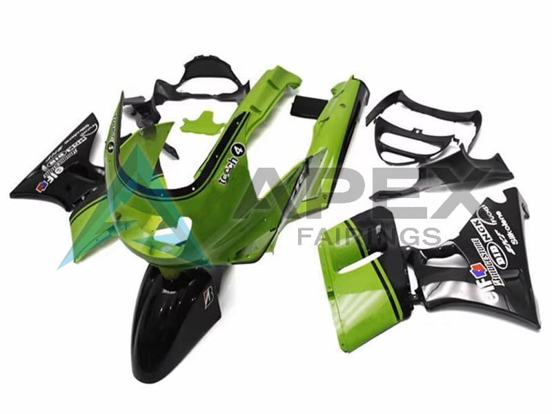 Green Glossy Black Elf Touch4 Bridgestone - Kawasaki ZZR400 (1993-2007) ABS Fairings | Apex Fairings
