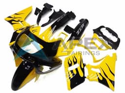 Yellow Black Flame - Kawasaki ZZR600 (1998-2003) ABS Fairings | Apex Fairings — view 1