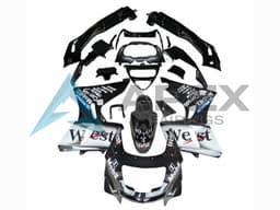 Glossy Black White West - Kawasaki ZZR600 (1998-2003) ABS Fairings | Apex Fairings — view 1