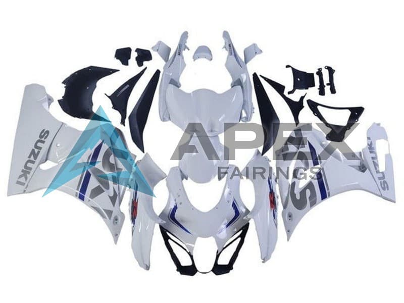White Silver Blue - Suzuki GSX-R1000 (2017-2026) ABS Fairings | Apex Fairings