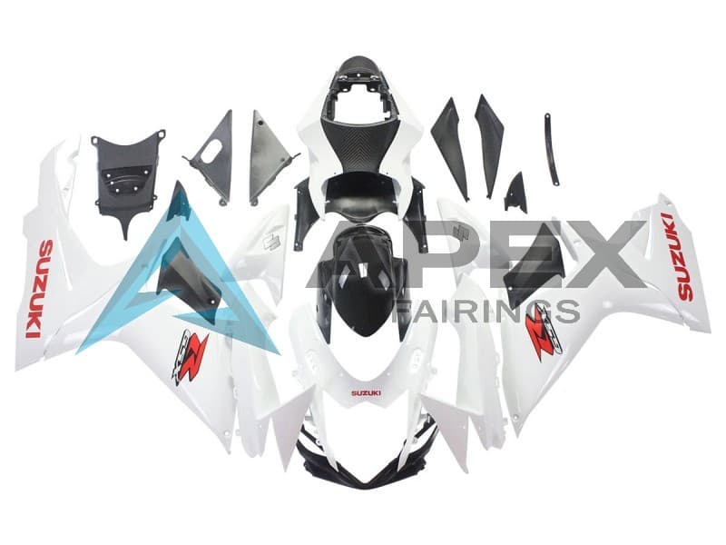 White Glossy Black Red Decal - Suzuki GSX-R600 (2011-2026) ABS Fairings | Apex Fairings