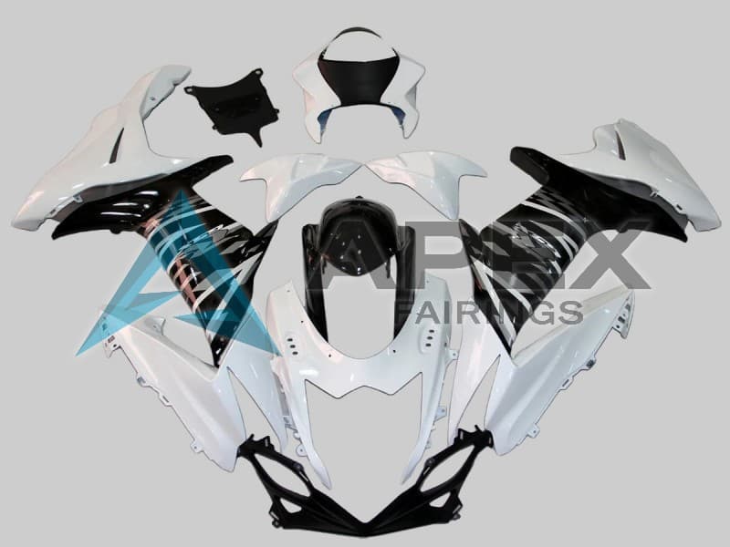 White Glossy Black - Suzuki GSX-R600 (2011-2026) ABS Fairings — Style FE167 | Apex Fairings