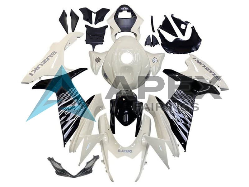 White Glossy Black - Suzuki GSX-R600 (2011-2026) ABS Fairings — Style FE169 | Apex Fairings