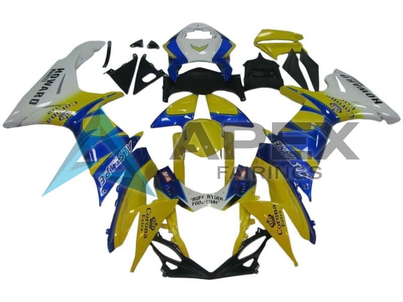White Yellow Blue Alstare Corona Extra - Suzuki GSX-R750 (2011-2026) ABS Fairings | Apex Fairings