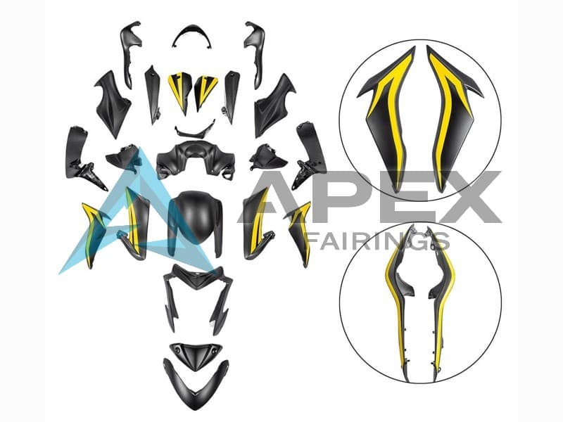 Black Yellow - Suzuki GSX-S1000 (2015-2020) ABS Fairings | Apex Fairings