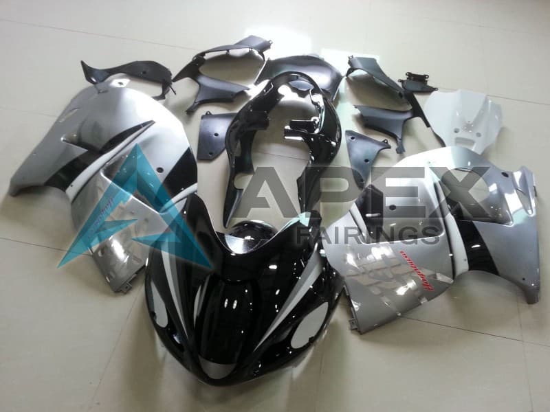 Glossy Black Silver Chrome - Suzuki GSX-R1300 Hayabusa (1999-2007) ABS Fairings | Apex Fairings