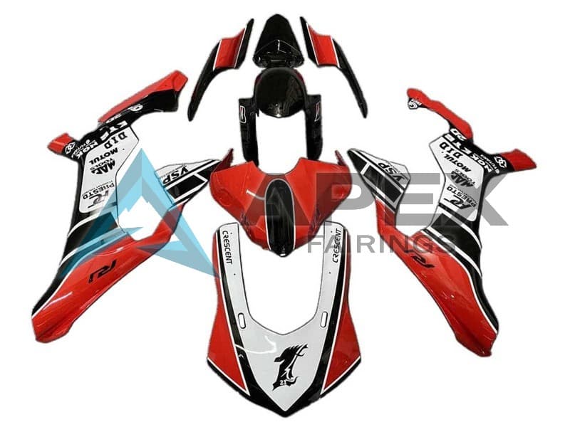 White Red Black - Yamaha R1 / YZF-R1 (2020-2026) ABS Fairings — Style FE114 | Apex Fairings