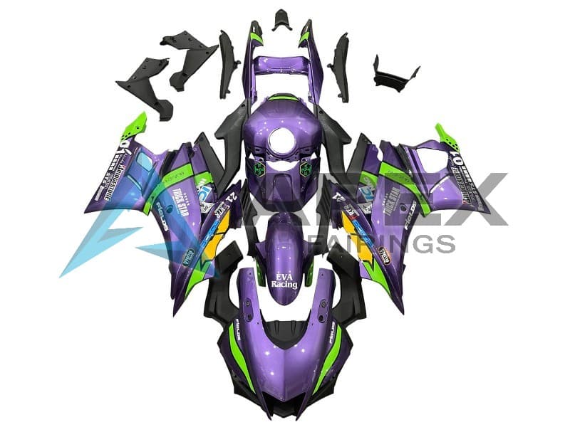 Purple Green Yellow Trick Star EVA Racing 21 - Yamaha R3 / R25 / YZF-R3 / YZF-R25 (2022-2024) ABS Fairings | Apex Fairings