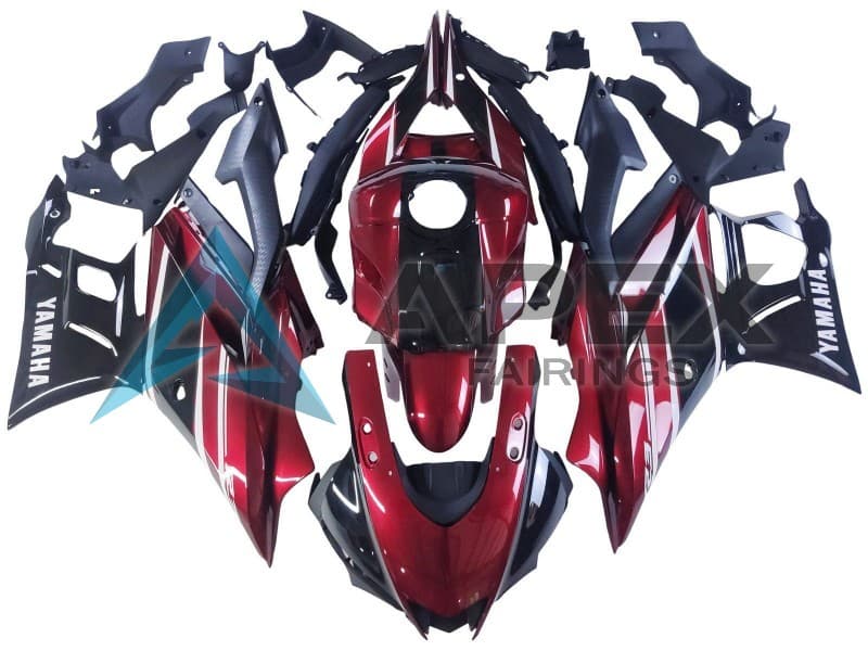 Red White Glossy Black - Yamaha R3 / R25 / YZF-R3 / YZF-R25 (2022-2024) ABS Fairings — Style FE60 | Apex Fairings
