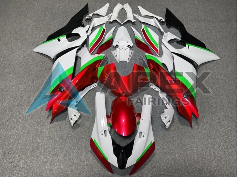 White Neon Green Red Black - Yamaha R6 / YZF-R6 (2017-2020) ABS Fairings | Apex Fairings