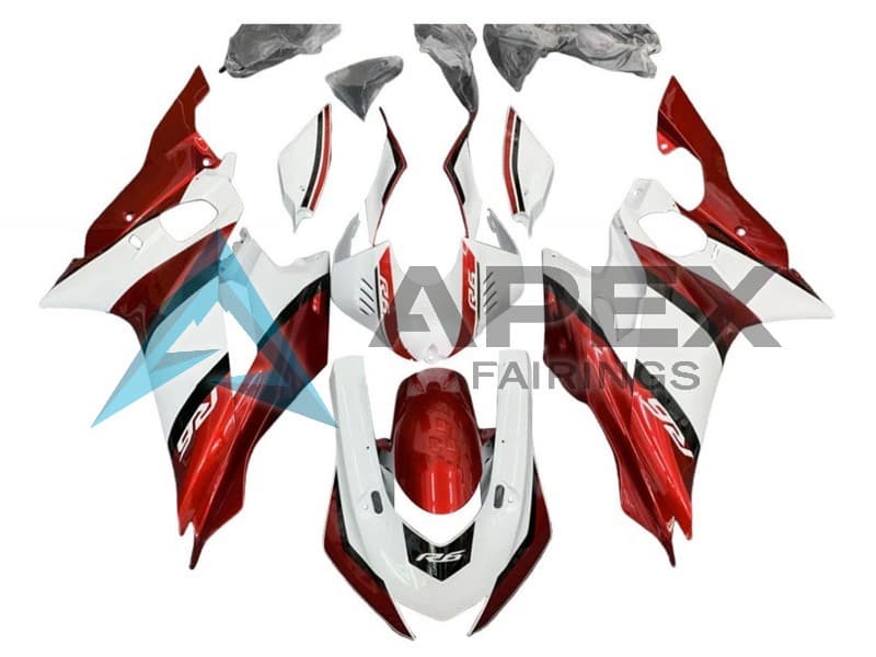 White Red Black - Yamaha R6 / YZF-R6 (2017-2020) ABS Fairings — Style FE123 | Apex Fairings