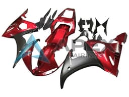 Red Matte Black - Yamaha R6S / YZF-R6S (2006-2009) ABS Fairings — Style FE28 | Apex Fairings — view 2
