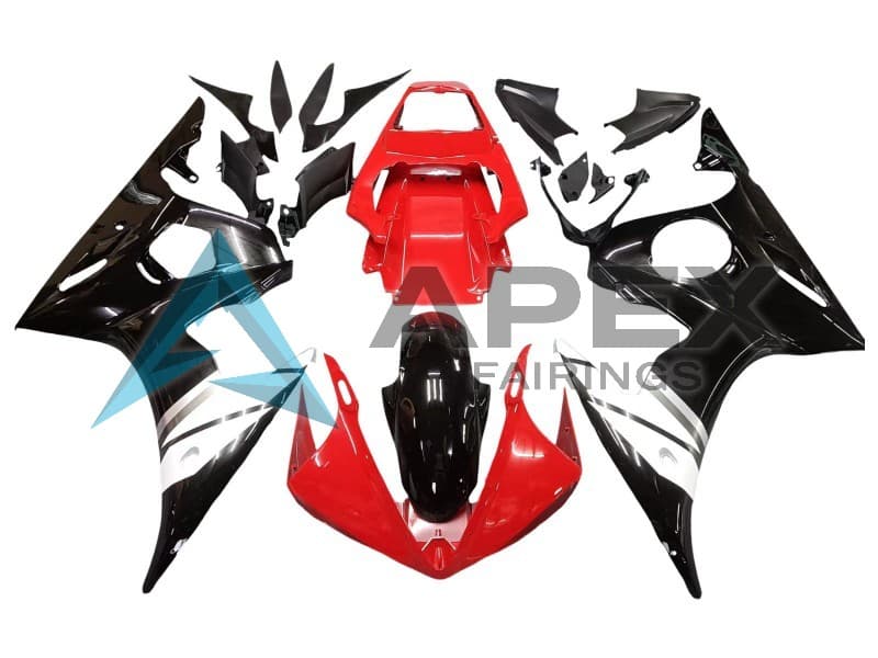 Red White Glossy Black - Yamaha R6S / YZF-R6S (2006-2009) ABS Fairings | Apex Fairings