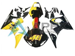 Yellow Red Glossy Black 46 - Yamaha R6S / YZF-R6S (2006-2009) ABS Fairings | Apex Fairings — view 1