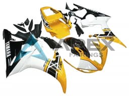 Yellow White Glossy Black - Yamaha R6S / YZF-R6S (2006-2009) ABS Fairings | Apex Fairings — view 3